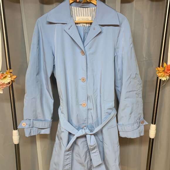 Liz Claiborne mid-length spring blue trench coat - Picture 1 of 9